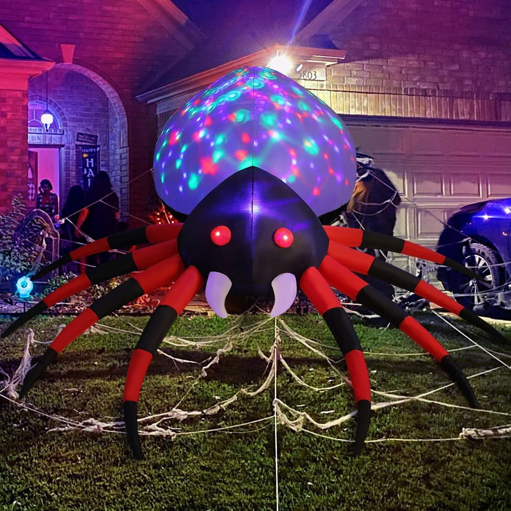 Haunt & Co Halloween Inflatable 8.5 FT Halloween Spider Inflatable, Giant Blow Up Spider with Built-in Lights, Outdoor Inflatable Halloween Blowup for Holiday/Party/Yard