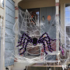 Haunt & Co Spider Webs Outdoor, 50" Light Up Giant Spider + 276" Triangular Spider Webs, Yard Outdoor