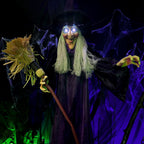 Haunt & Co Life-Size Animated Talking Witch w/ Broomstick, 6 ft