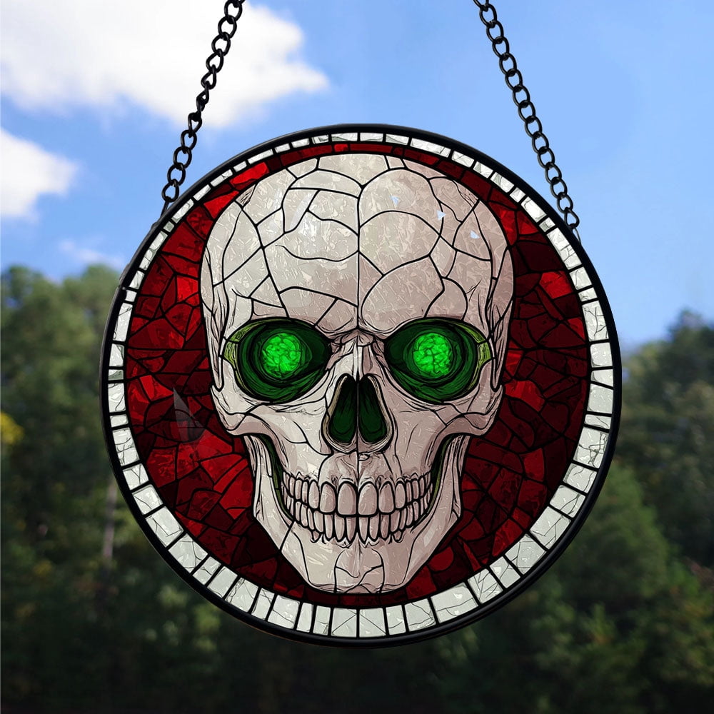 Haunt & Co Small Business Christmas Gift - Halloween Vampire Skeletons Spooky Christmas Stained Glass Hanging Ornament - Sparkling Holiday Tree Decoration, Xmas Gift for Friends & Family, 2025 Keepsake