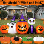 Haunt & Co (2 pack) 8FT Halloween Inflatable Pumpkins Ghost Cat with Lights,Blow ups Outdoor Decorations