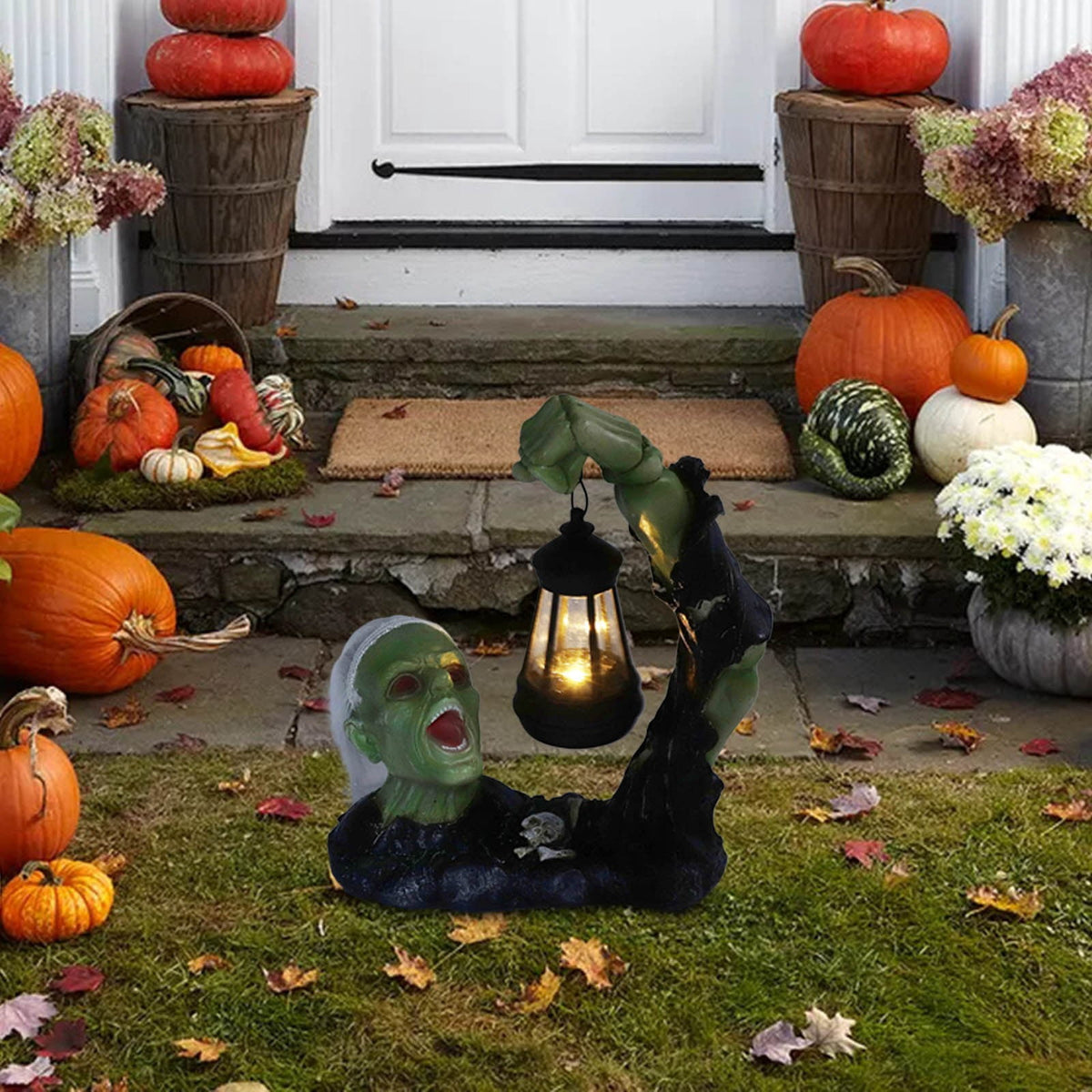 Haunt & Co SUYOLL Halloween Solar Powered Resin Desktop Ornament Decorative Light For Home Party Figurine