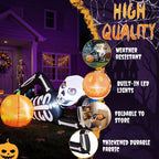 Haunt & Co 7' Halloween Inflatables Skeleton Outdoor Reclining Skeleton with Pumpkin,Built-In LED Lights