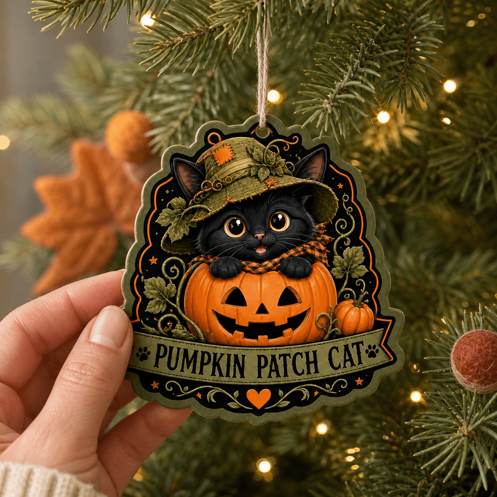 Haunt & Co Pumpkin Patch Cat Acrylic Halloween Hanging Ornament