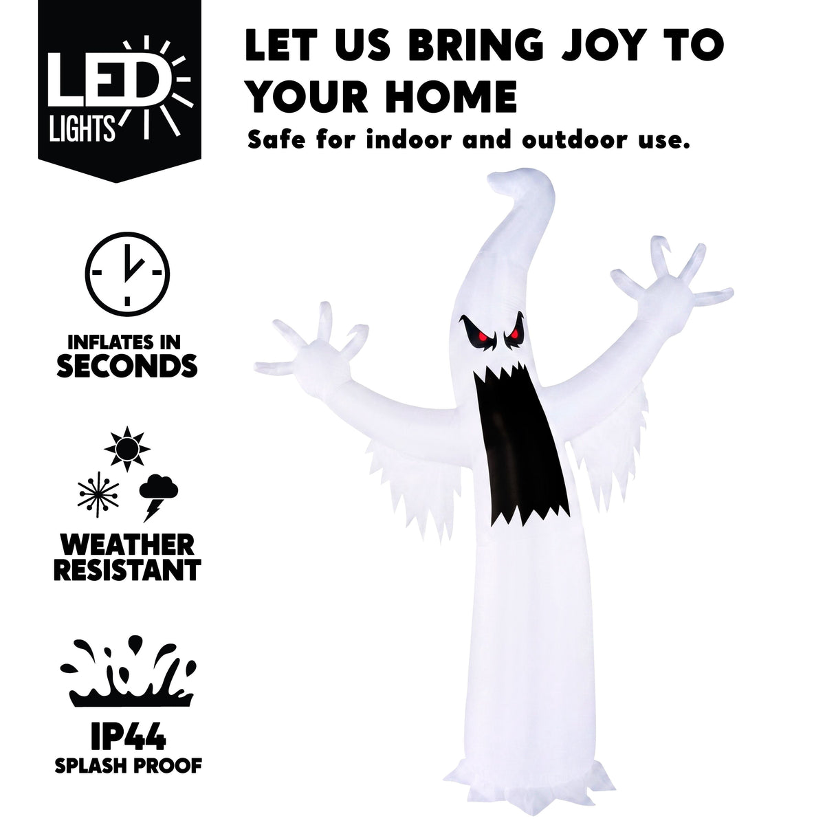 Haunt & Co 12 ft Halloween Inflatable Outdoor Ghost,Giant Ghost Blow Up Decor with Built-in LED Lights,inflatables with Build-in LEDs,Spooky Outdoor Decorations