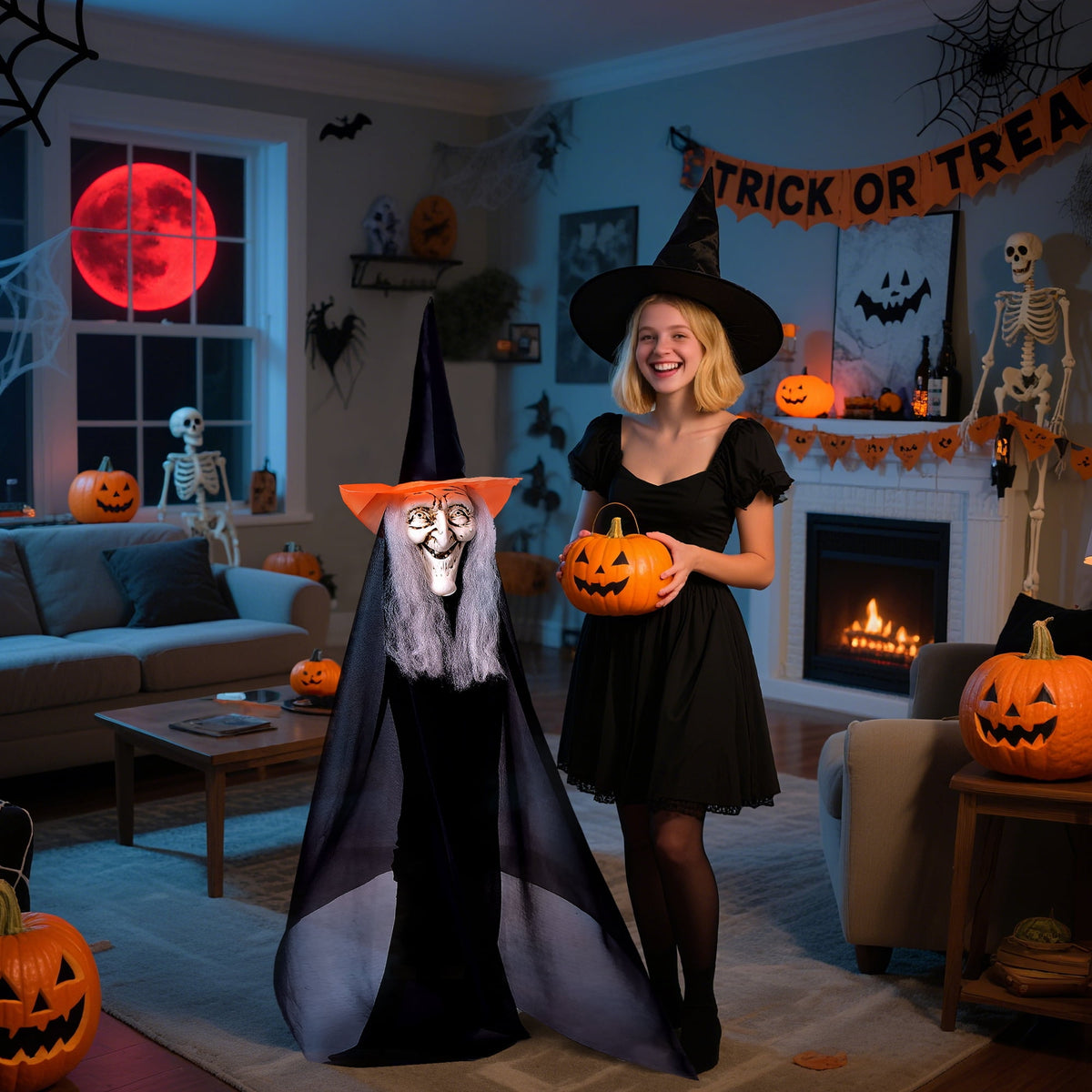Haunt & Co Fun Little Toys 3 Pcs Halloween Witch Decorations, 43" Wicked Witches Decor, Scary Halloween Stakes