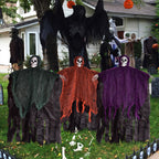 Haunt & Co Nifti Nest Halloween Skeleton, 3 Pcs Ghost Decorations, Halloween Props, Black,Green,Red