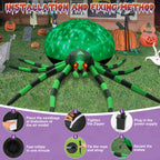 Haunt & Co 8FT Halloween Inflatables Outdoor Decorations Giant Spider Decorations with LED Lights and Air Pump Blow up Inflatable Green