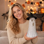 Haunt & Co White Ghost with Witch Hat, Ghost Ornaments Holiday Home Decor Halloween Tabletop Cute Ghost Figurines for Party Mantel Shelf Display Festive Celebrations