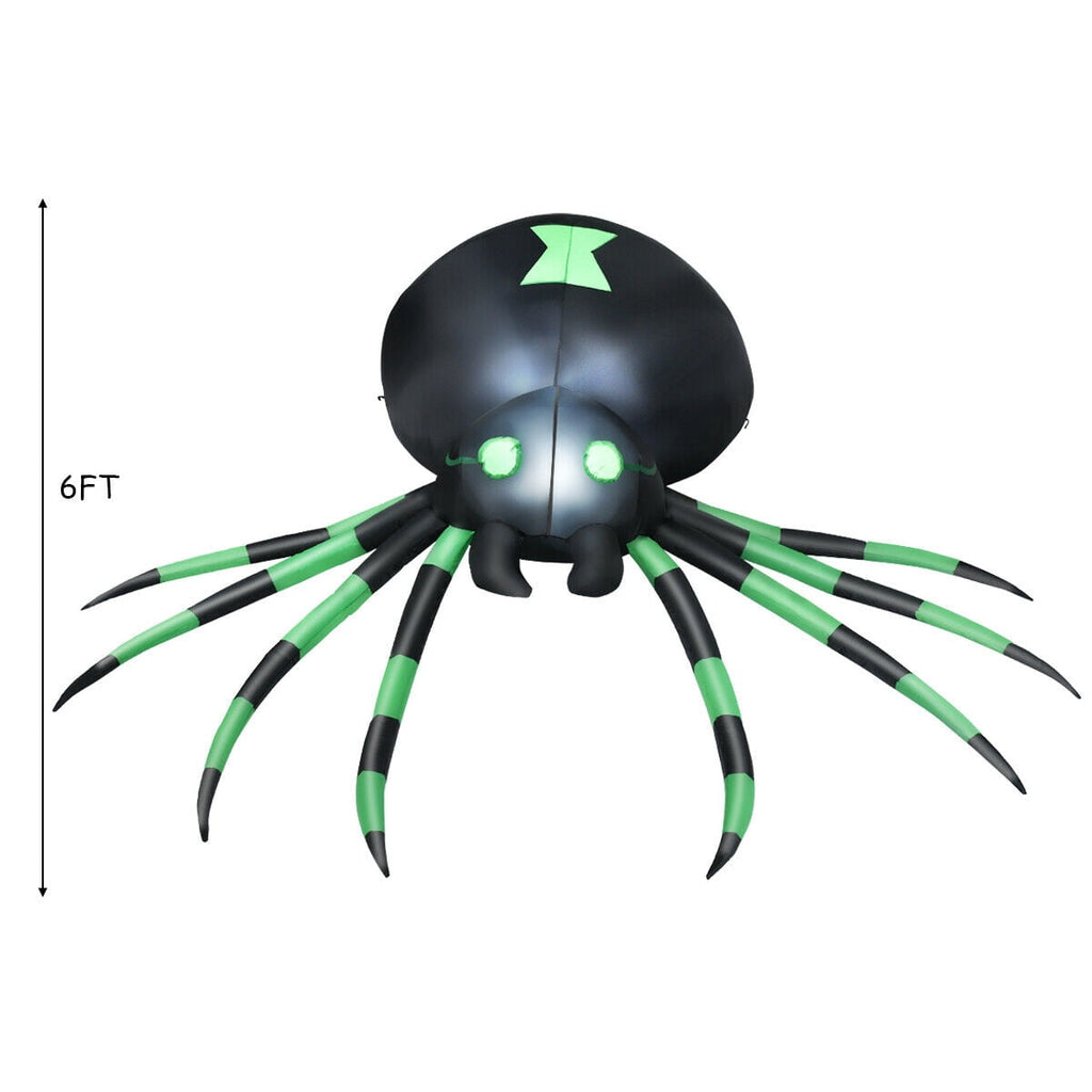 Haunt & Co Gymax 6FT Halloween Inflatable Blow-Up Spider w/ LED Lights Outdoor Yard Decoration