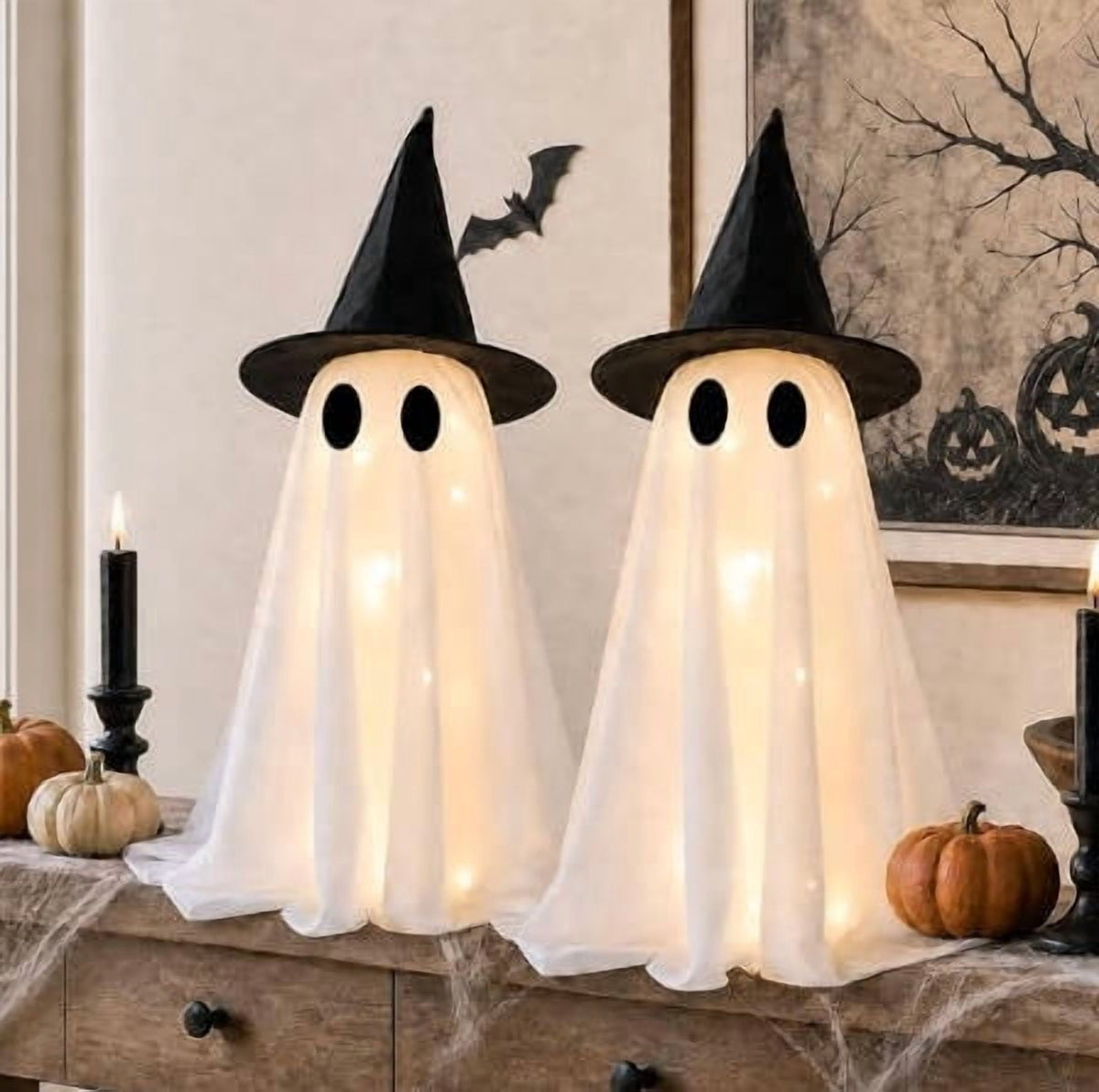 Haunt & Co KEVCHE Halloween Glowing Ghost Decoration ,Versatile Indoor Outdoor Ornament for House Party Supplies Display,Spooky Halloween Glowing Decoration for Seasonal Home Decor Gift