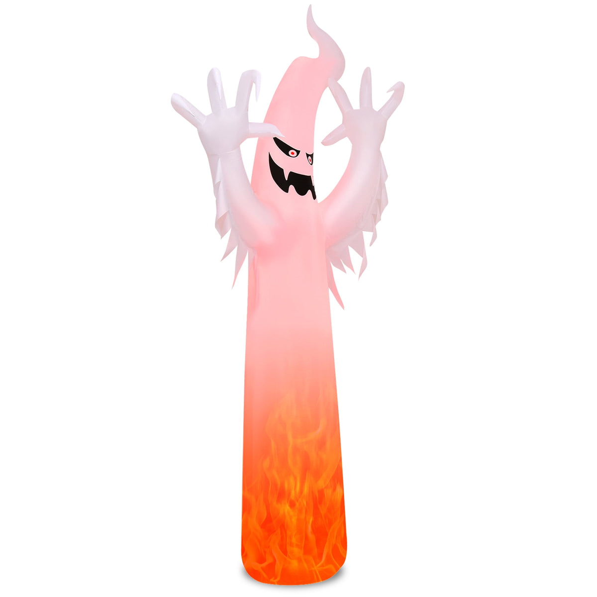 Haunt & Co Gymax 12ft Inflatable Halloween Ghost Blow Up Decoration w/ Built-in Flame Light
