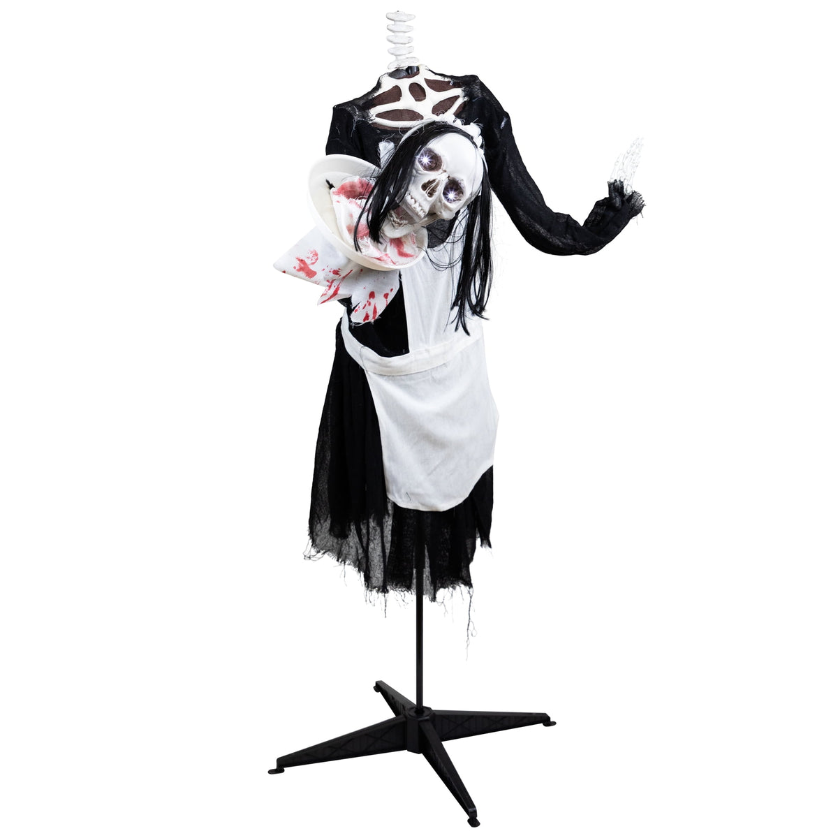 Haunt & Co 57" Animated LED Lighted Head-in-Hand Skeleton Maid