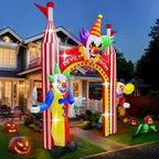 Haunt & Co 12FT Giant Clown Inflatable Archway with Built-in Lights - Scary Outdoor Yard Decorations