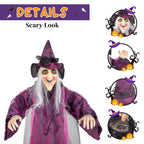 Haunt & Co Halloween Witch Hanging Animated Screaming Witch w/ Pre-Recorded Sound, LED Eyes