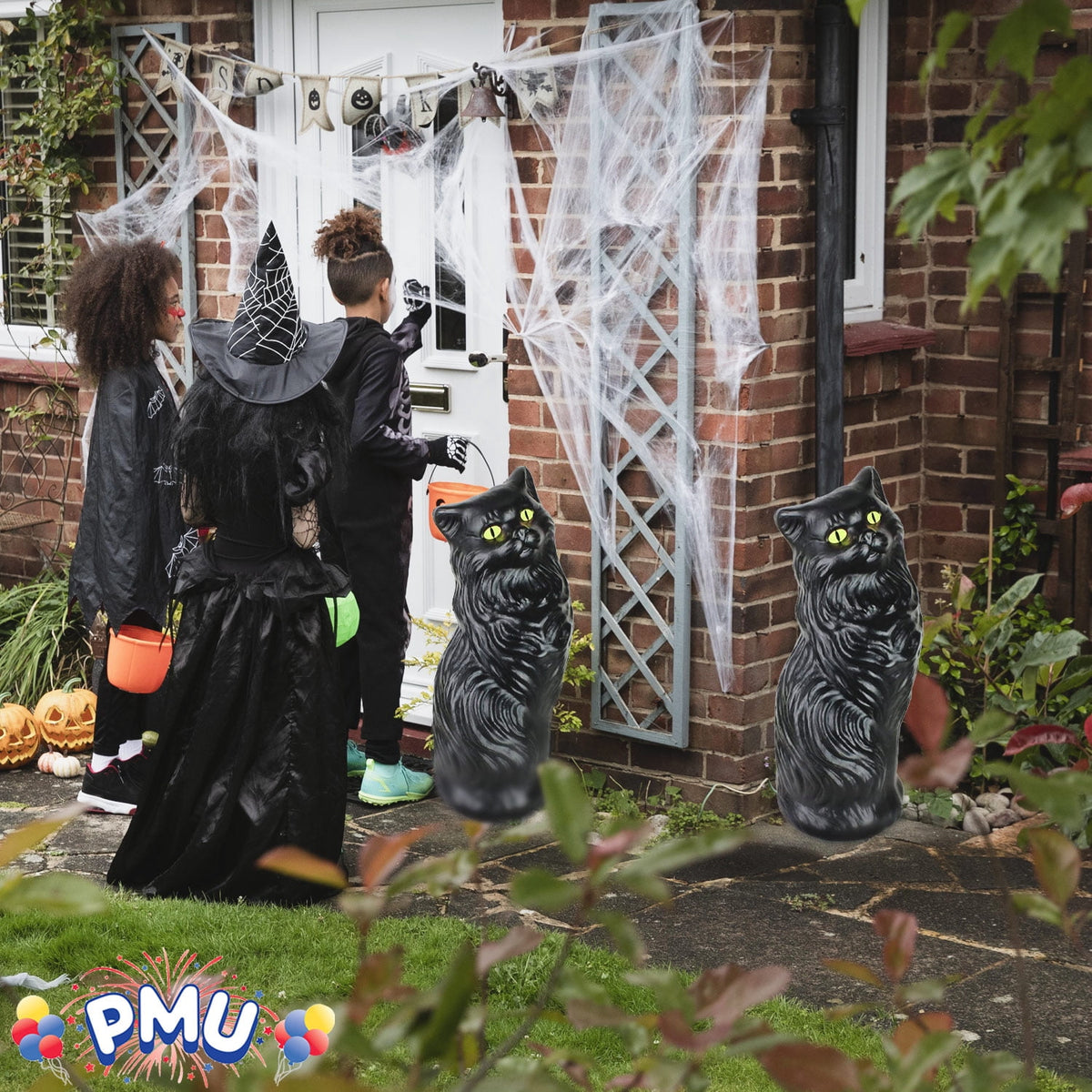 Haunt & Co PMU Halloween Black Cat - Blow Mold Plastic Cat Statue - Perfect Décor for Halloween, Home, Yard, Lawn, Garden, Indoor and Outdoor - Best