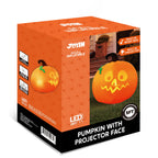 Haunt & Co 5 Ft Tall Halloween Inflatable Pumpkin,Blow Up Pumpkin with Projector Face and Music Lights,Outdoor Decorations