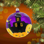 Haunt & Co Laved Italian Ornaments 3.50In Haunted House Ball, Glass, Pumpkins Halloween Moon 936327