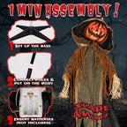 Haunt & Co 6ft Pumpkin Man Animated Animatronic Decoration Creepy Halloween w/ Classic Cape Creepy Cloaked Jack-o'-Lantern
