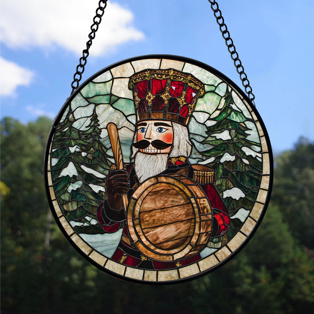 Haunt & Co Bedroom Christmas Gift - Christmas Wooden Nutcracker Halloween Stained Glass Hanging Ornament - Snow-Dusted Pines Christmas Tree Decor, Gift for Family & Friends, Keepsake 2025