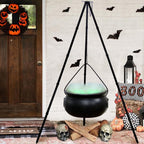 Haunt & Co SDJMa Outdoor, 7.8" Witch Cauldron on 30.7" Tripod with Timer String Lights, Halloween Haunted House Decor