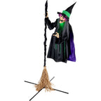 Haunt & Co 6 ft Touch-Activated Mounted Flying Witch Halloween Animatronic