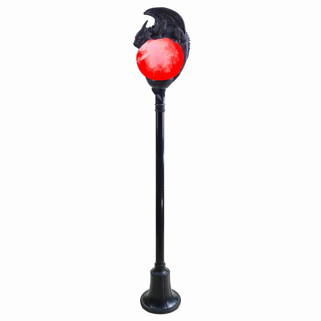Haunt & Co TT59073 6 ft. Light-Up Flaming Dragon Lamp Post with Sound