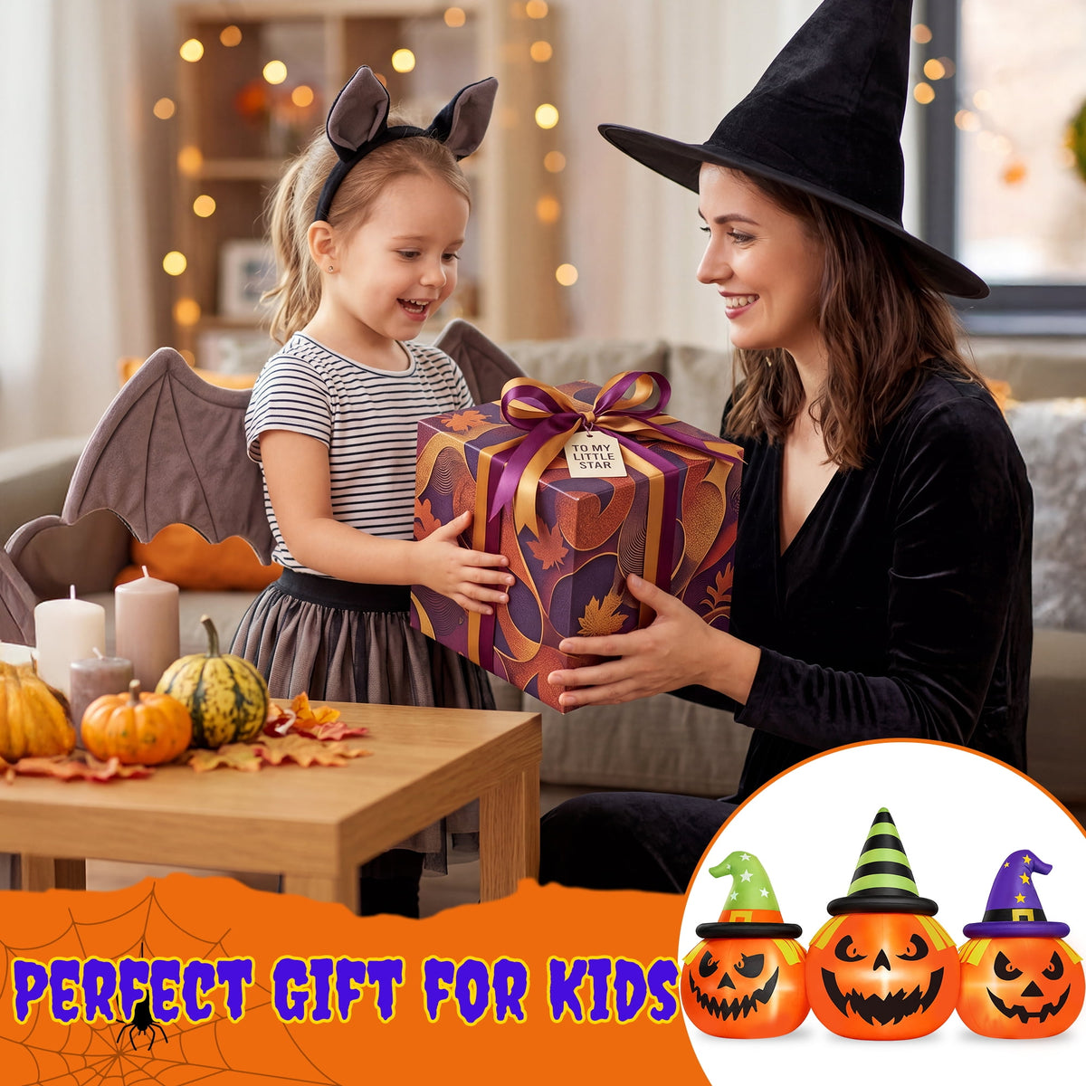 Haunt & Co 6FT Halloween Inflatable Pumpkins Decorations with LED Lights, Halloween Blow Ups Decoration for Home Party
