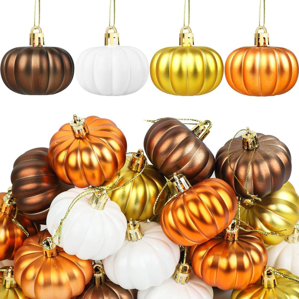 Haunt & Co Halloween Decorations Outdoor Hanging Pumpkin Pendant Ornaments 24Pc Set Halloween Decor Indoor Fall Decorations for Home Tree Hanging Colored Ball Decor