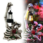 Haunt & Co Uanit Halloween Couple Skull Lamp Outdoor Solar Garden Courtyard Festival Decoration