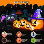 Haunt & Co 9FT Halloween Inflatable Black Cat with Pumpkin, with 8 LED Lights,Blow Up Outdoor Lawn Decor