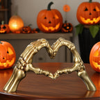 Haunt & Co Halloween Resin Abstract Skeleton Statue Love Ornaments Heart Shape Finger Gesture Figurines Halloween Home Desktop Decoration for Shelf Display Coffee Table Centerpiece Wedding Decor