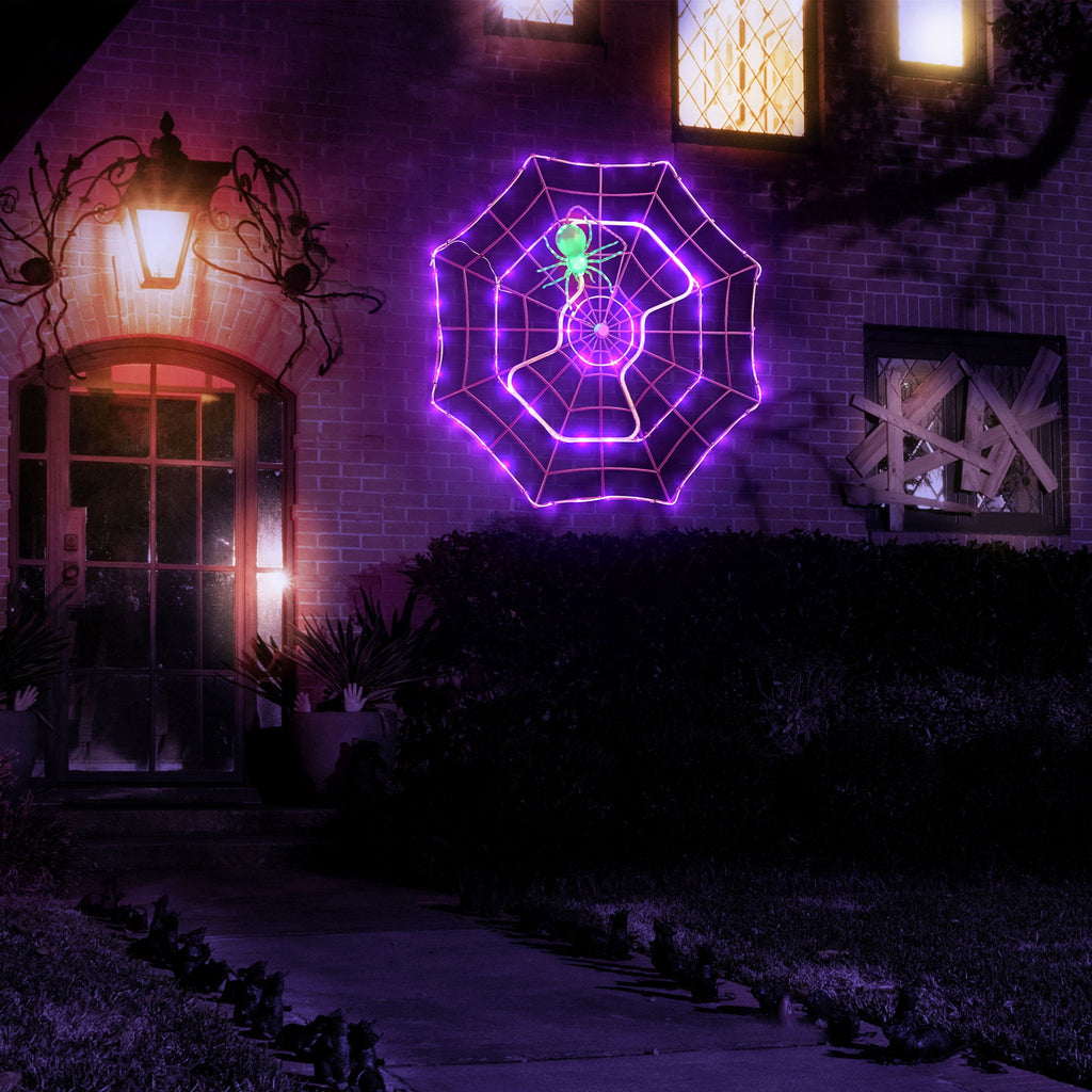 Haunt & Co 4 ft. Outdoor Animated Spider Web - Purple Web