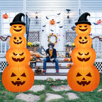 Haunt & Co Gymax 8 ft Inflatable Halloween Pumpkins Stack Holiday Decor w/ Built-in LED Lights