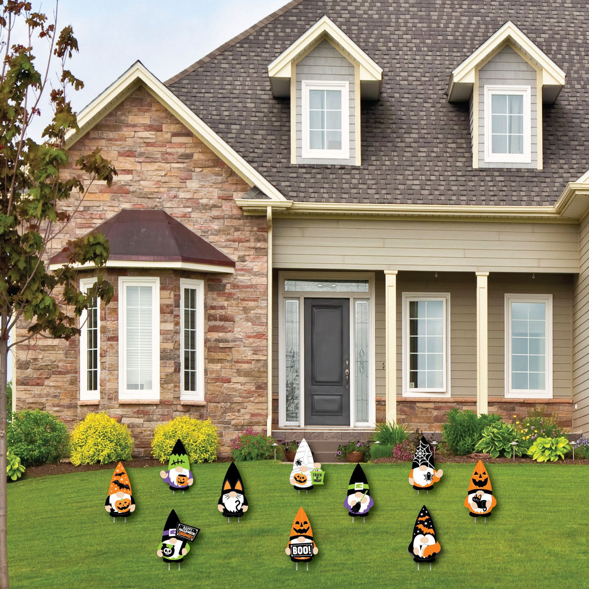 Haunt & Co Big Dot of Happiness Halloween Gnomes - Gnome Lawn Decorations - Outdoor Spooky Fall Party Yard Decorations - 10 Piece