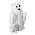 Haunt & Co Hand Painted White Ghost Walking Dog Statue Weatherproof Halloween Ornament for Farmhouse Porch Indoor Shelf Seasonal Decor(Whiteï¼?