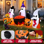 Haunt & Co 8.5FT Halloween Inflatables Pumpkin Ghost Family with Built-in LED Lights, Halloween Blow up Yard Decorations
