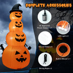Haunt & Co Costway 8FT Halloween Inflatable Stacked Pumpkins Blow-up Holiday Decoration w/ LED Lights