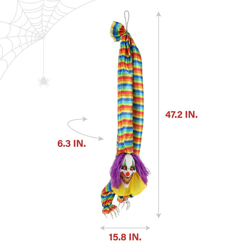 Haunt & Co 47 in Animatronic Hanging Upside Down Clown with Lights and Sound