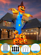 Haunt & Co 12.5 FT Halloween Inflatables with Music, Giant Pumpkin Scarecrow Inflatable with LED Light with Scary Sound