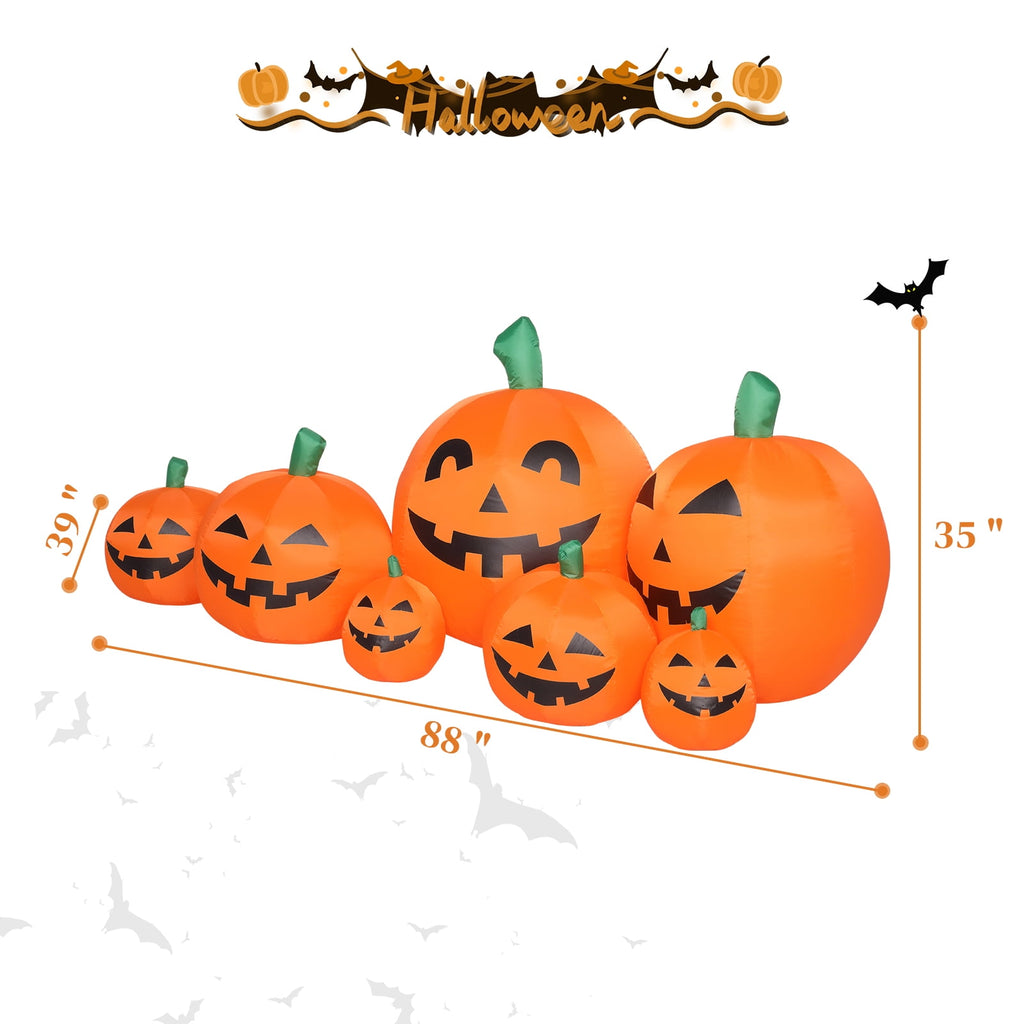 Haunt & Co 7.4' Halloween Inflatables Outdoor with LED Lights 7pcs Blow up Pumpkins