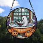Haunt & Co Keepsake Christmas Gift - Cute Ghost Plant Cute Halloween Ghost Fall Hosting Christmas Stained Glass Hanging Ornament - Heirloom Holiday Tree Decor, Ideal Gift for Mom, Dad, Friends, Family 2025