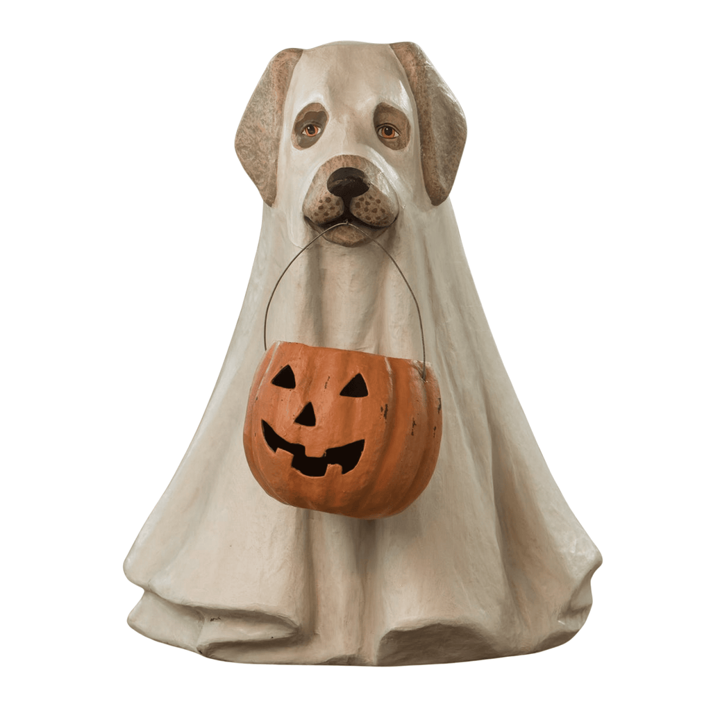 Haunt & Co Bethany Lowe 19.5" Large Ghost Dog Candy Bowl Paper Mache Statue