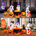 Haunt & Co 8.5FT Halloween Inflatables Pumpkin Ghost Family with Built-in LED Lights, Halloween Blow up Yard Decorations