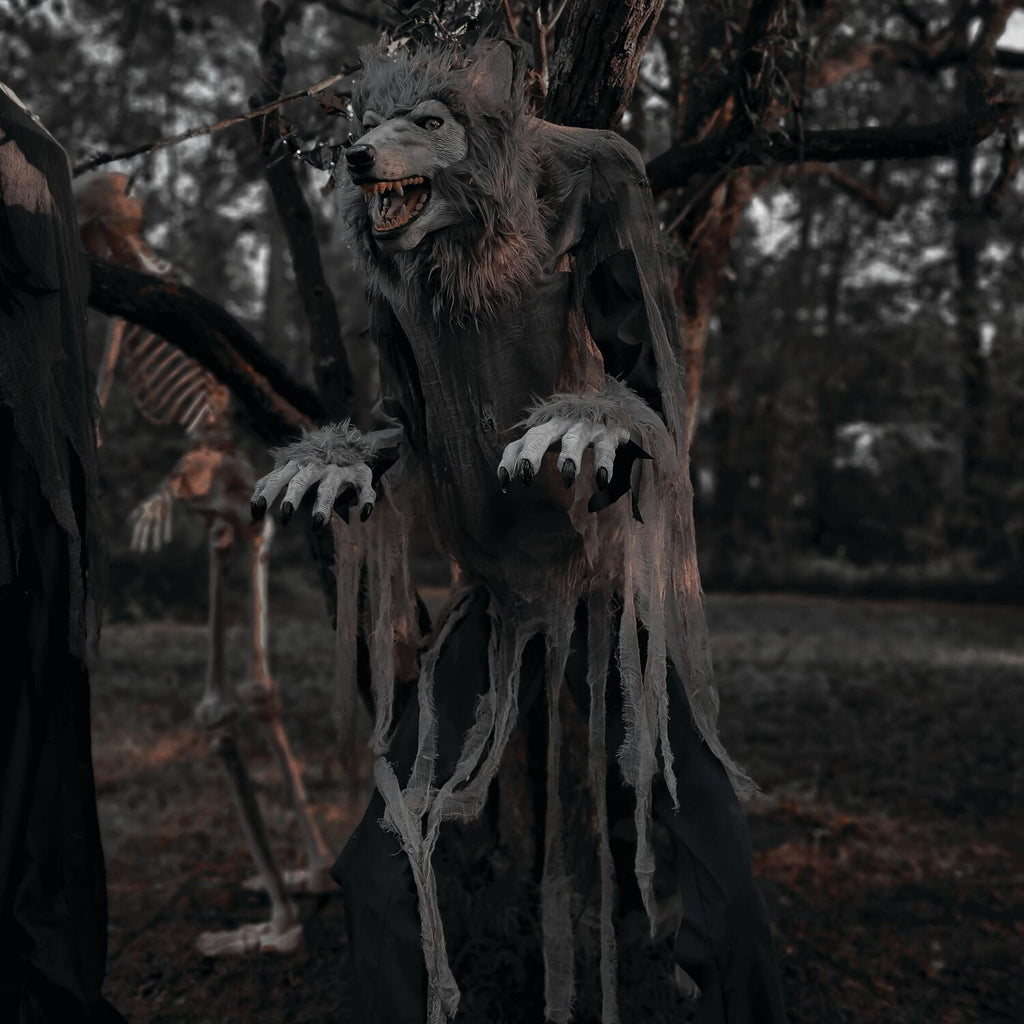 Haunt & Co 7 ft Tall Motion-Activated Towering Werewolf, Premium Halloween Animatronic, Plug-In