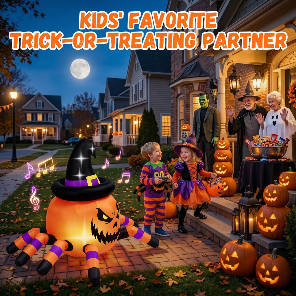 Haunt & Co (2 pack) 2.6ft Remote Control Halloween Inflatable with Music Lights,Pumpkin Spider Car Blow ups Rc Car,Indoor Outdoor Decorations