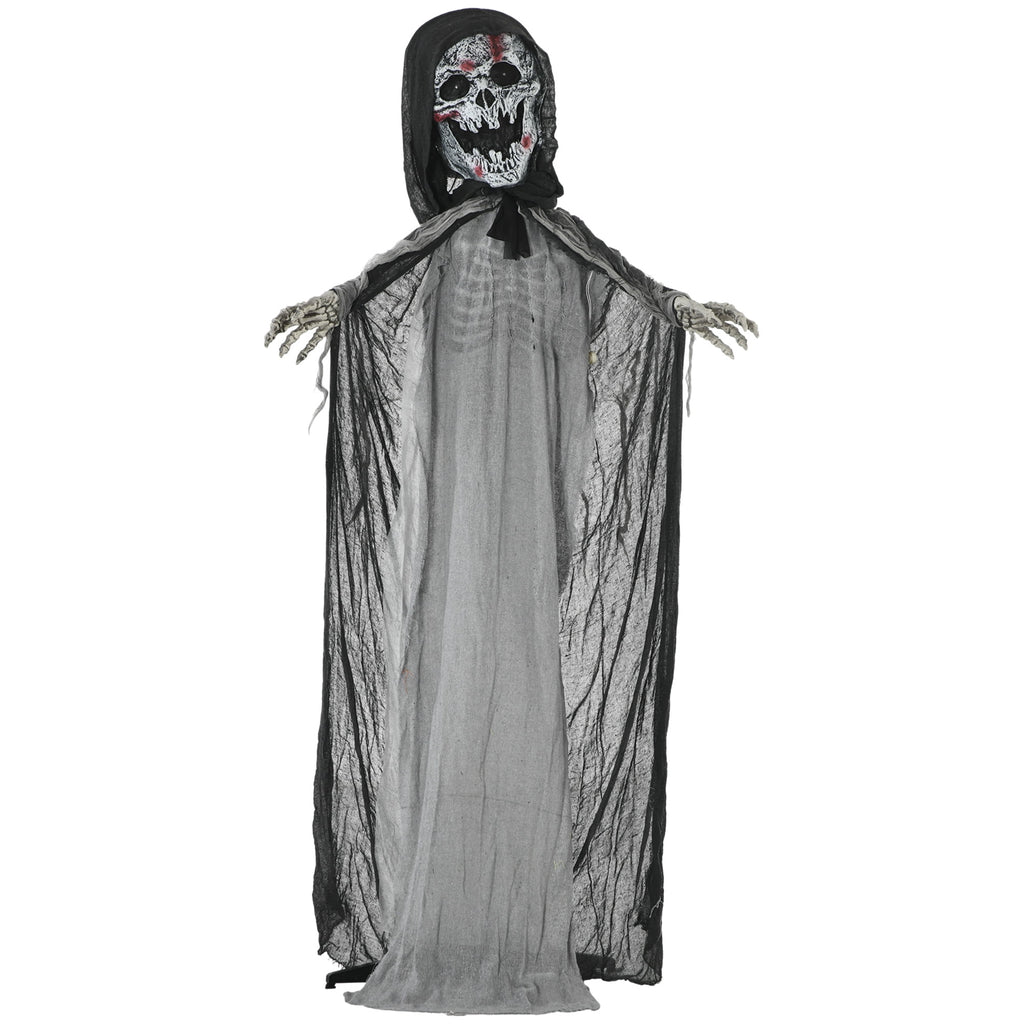 Haunt & Co Outsunny 74" Life Size Outdoor Skeleton Witch, Animated Prop Animatronic Decor with Sound and Motion Activated, Light Up Eyes and Chest, Howling and Chain Sound