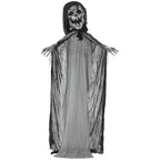 Haunt & Co Outsunny 74" Life Size Outdoor Skeleton Witch, Animated Prop Animatronic Decor with Sound and Motion Activated, Light Up Eyes and Chest, Howling and Chain Sound