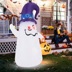 Haunt & Co Costway 6 Ft Halloween Inflatables Cute Ghost with Jack-O-Lantern & Witch Hat