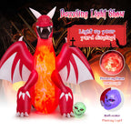 Haunt & Co Costway 8 FT Halloween Inflatable Red Dragon with Wings & Skull Holiday Decoration Light